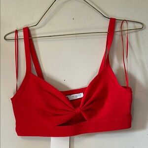 Zara vibrant red knit bra/top with bow detail size small new with tags